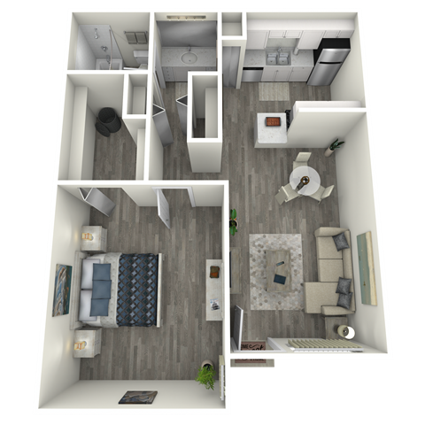 Floor plan for 1 bed, 1 bath, 660 sqft